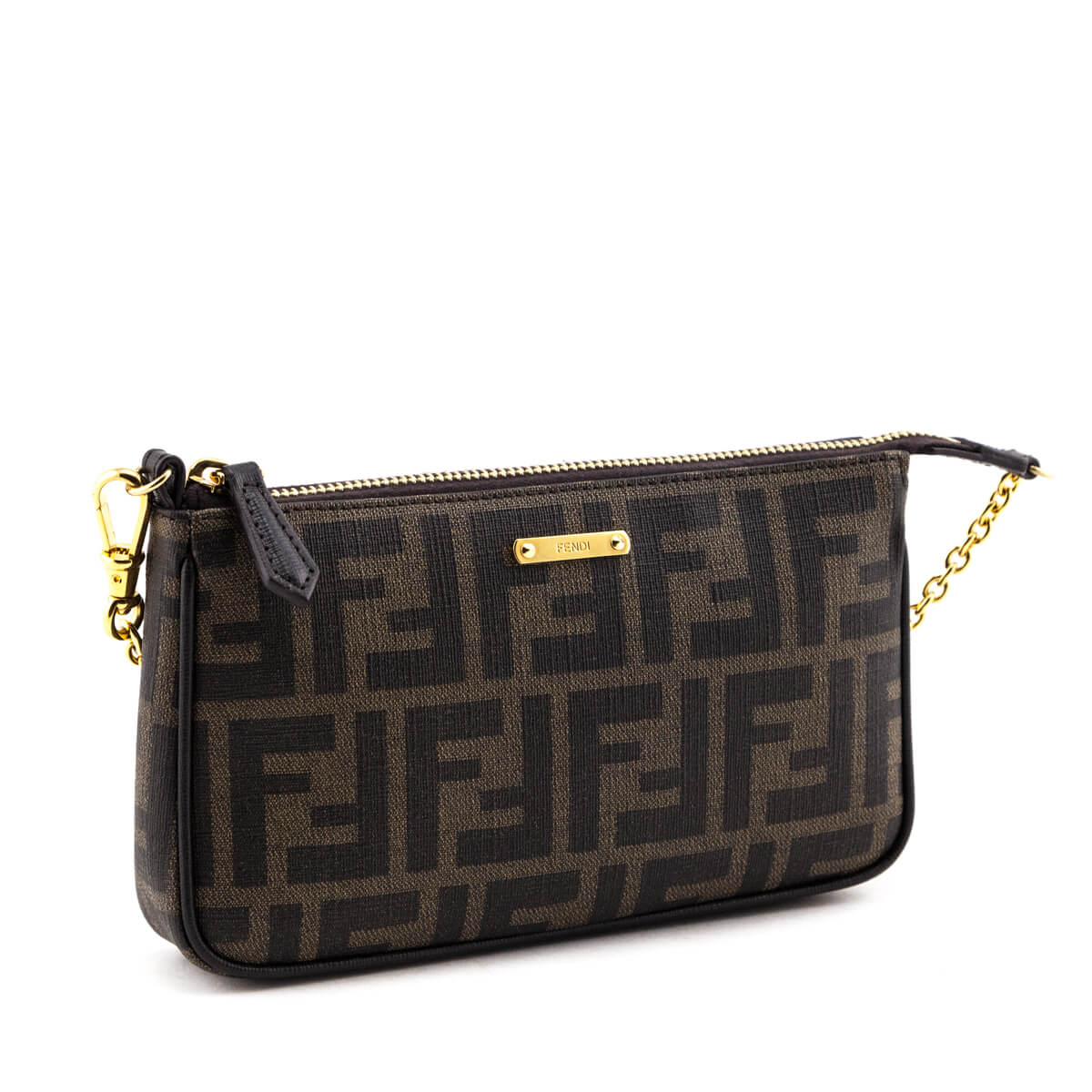 Luxury FendiTobacco Zucca Coated Canvas Small Pouch