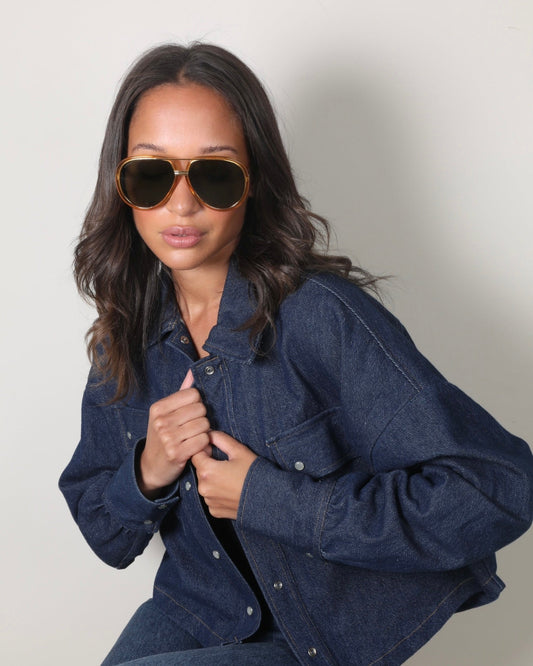 Luxury Gucci Gold Acetate Aviator Sunglasses