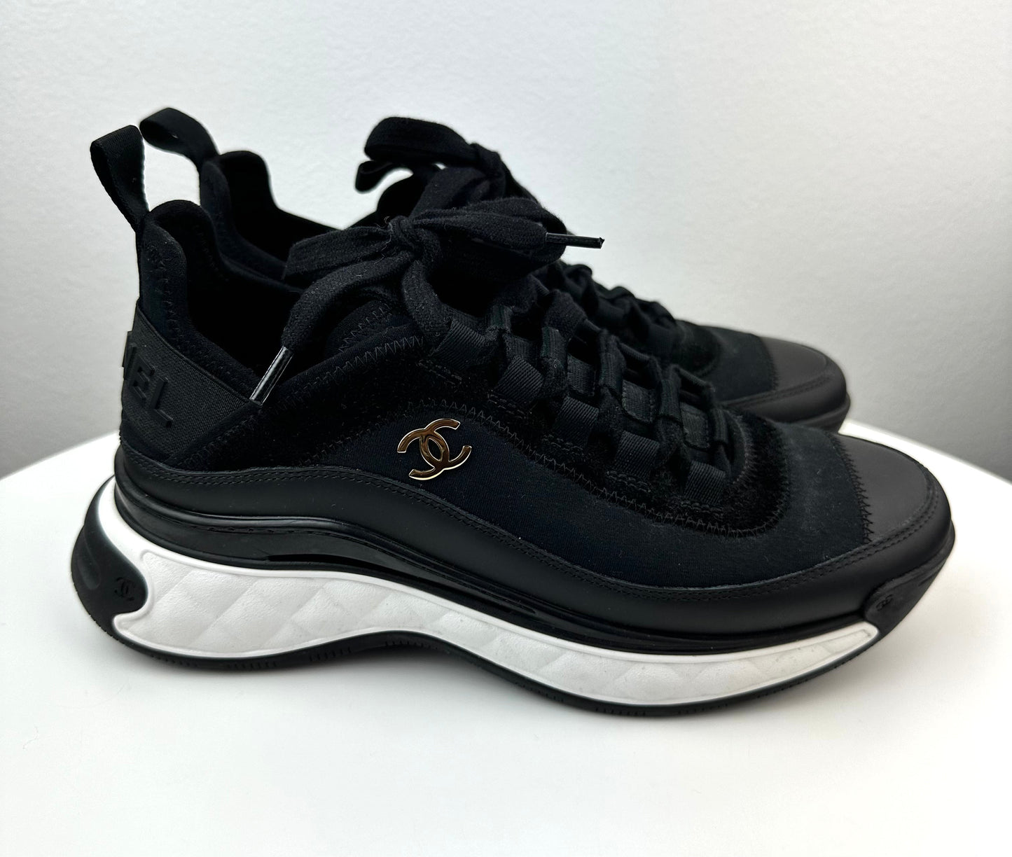 Chanel Mixed Fabric Sneakers in Black