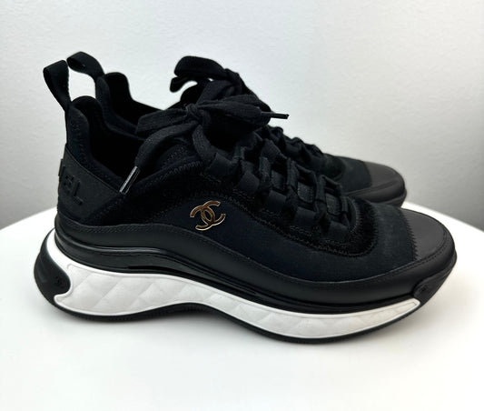 Chanel Mixed Fabric Sneakers in Black
