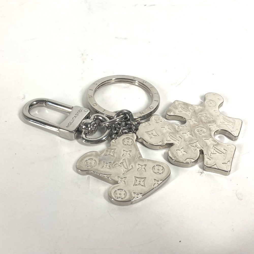 LOUIS VUITTON key ring MP3453 metal Silver Portocle LV Puzzle mens