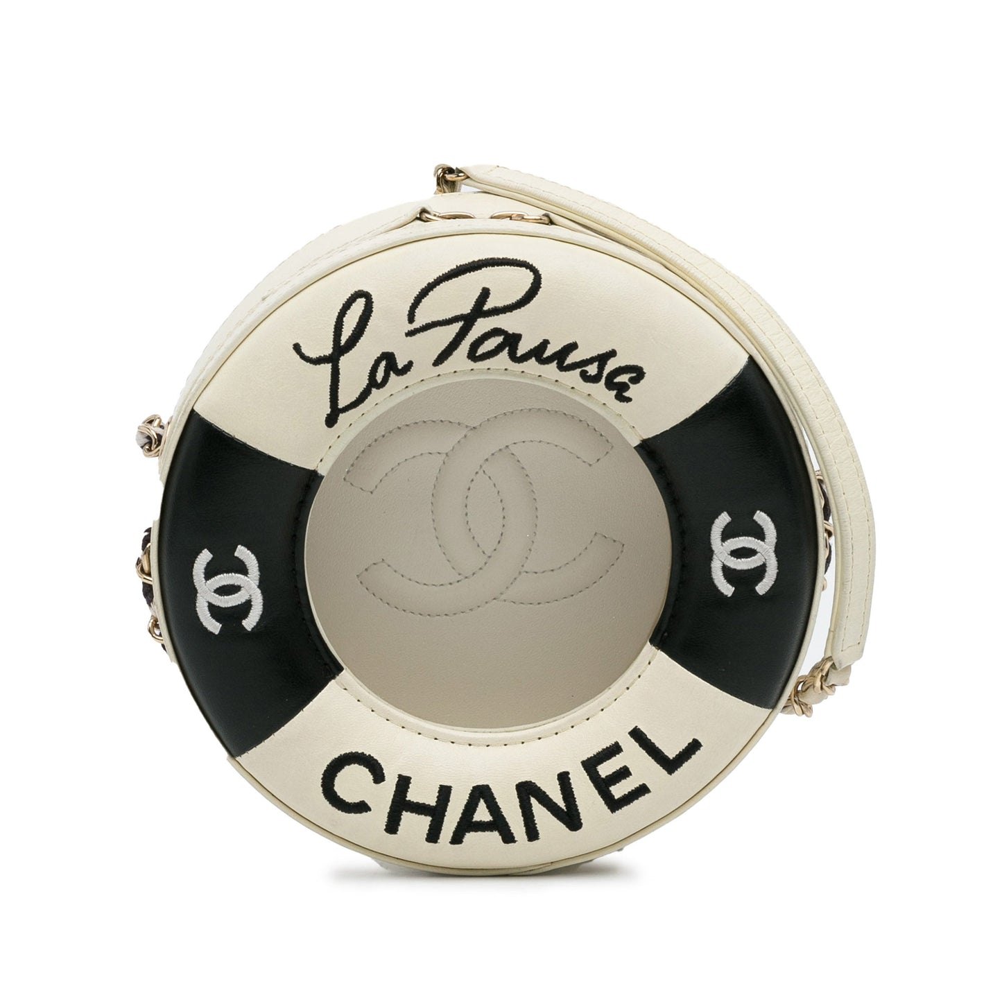 Luxury Chanel La Pausa Coco Lifesaver Round Bag Lambskin