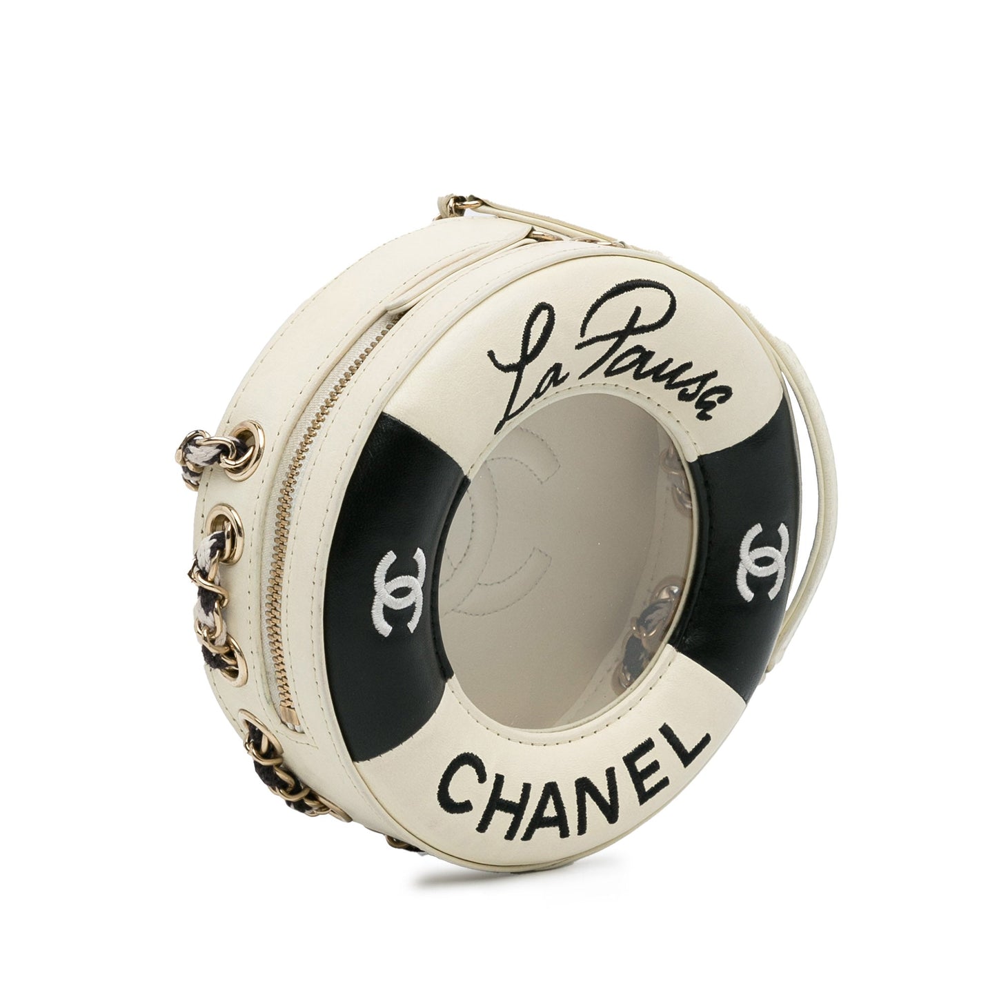Luxury Chanel La Pausa Coco Lifesaver Round Bag Lambskin