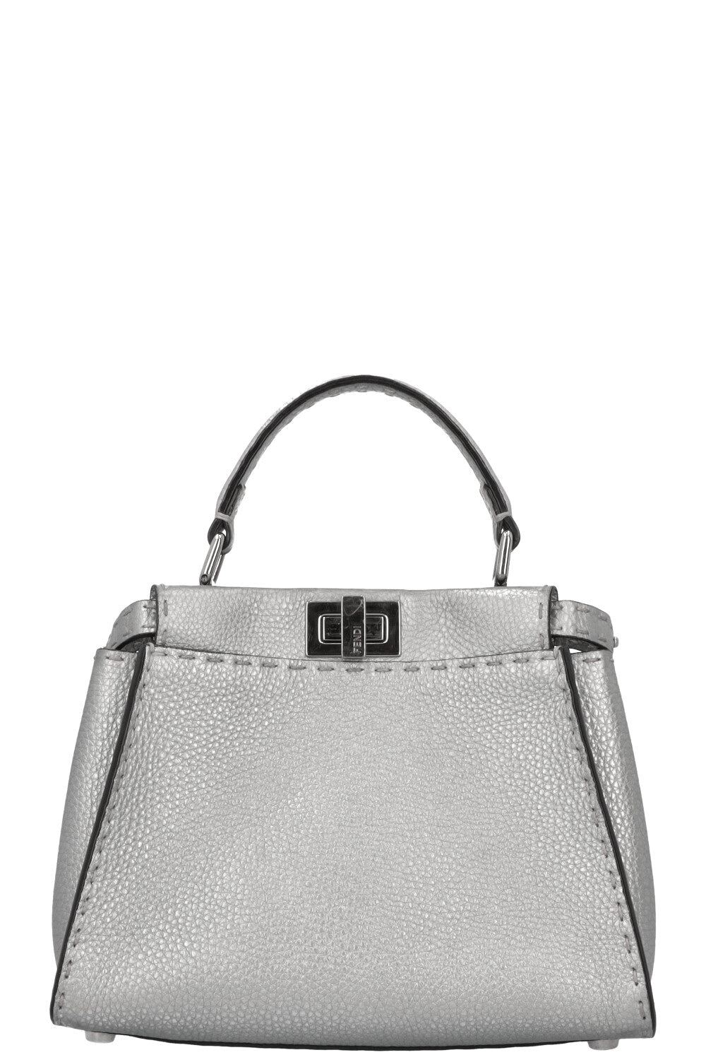 Luxury Fendi Peekaboo Bag Mini Leather Silver