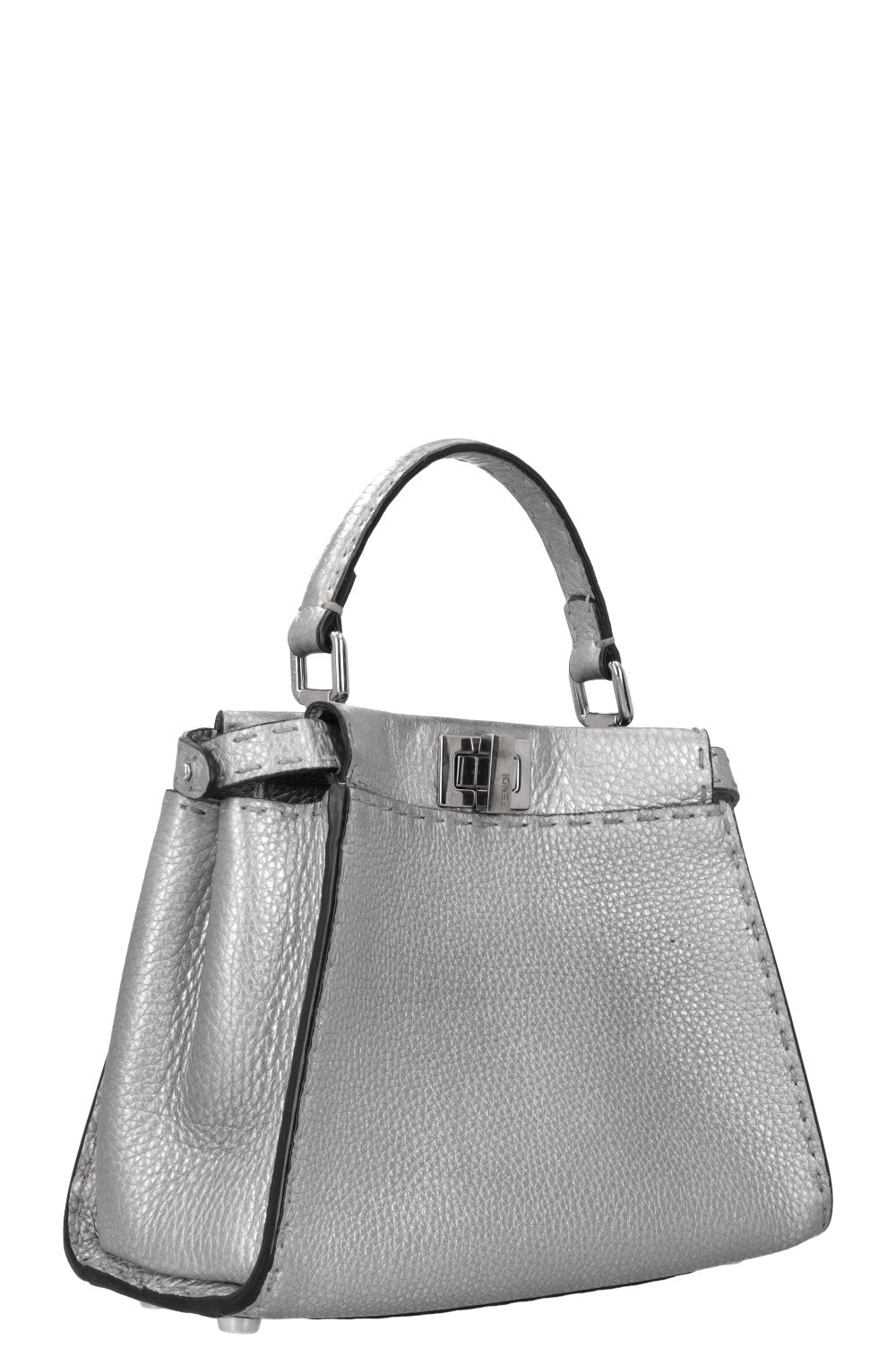 Luxury Fendi Peekaboo Bag Mini Leather Silver