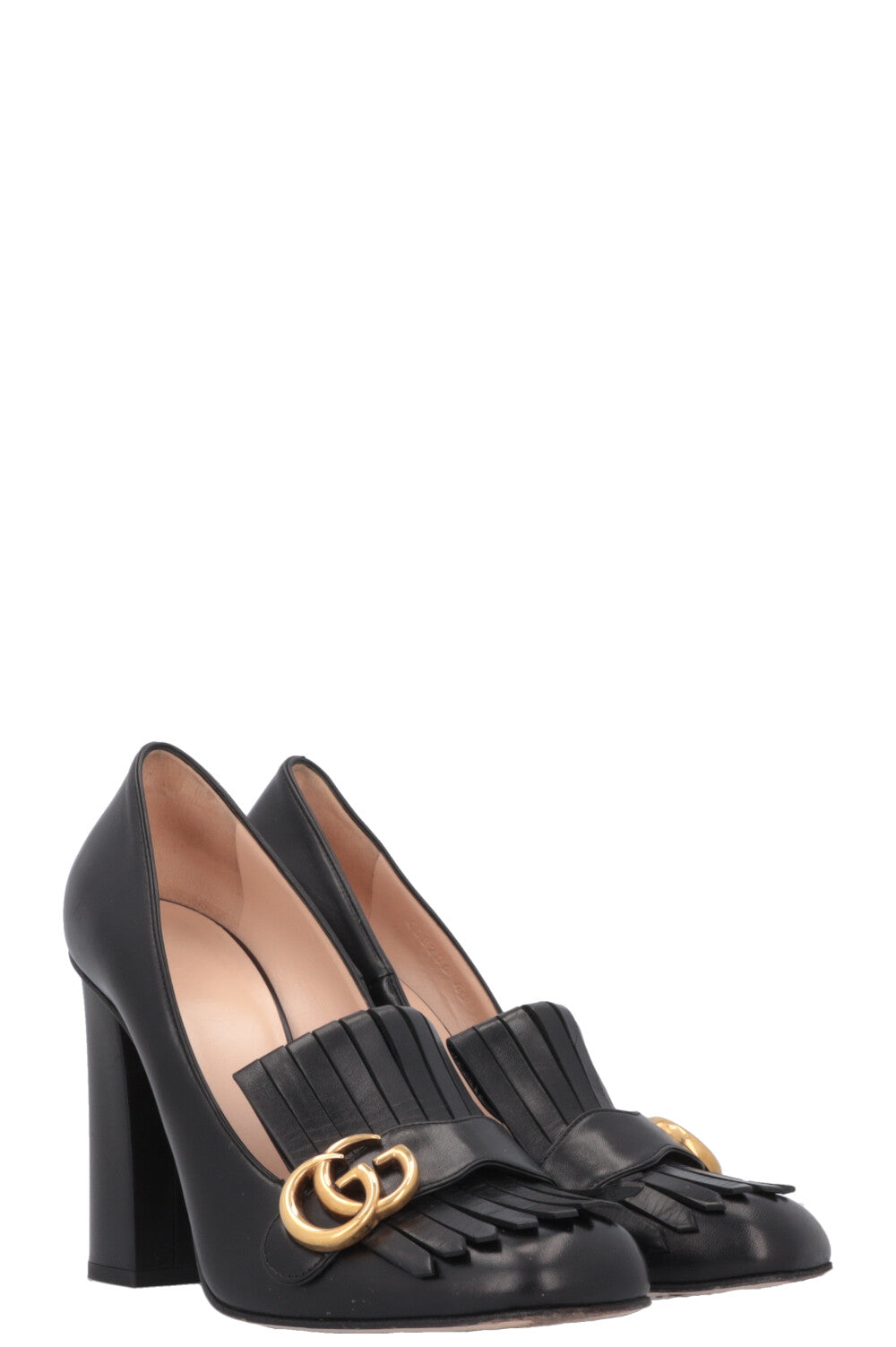 Luxury Gucci Trending 2025 Marmont Fringe Heels Leather Black