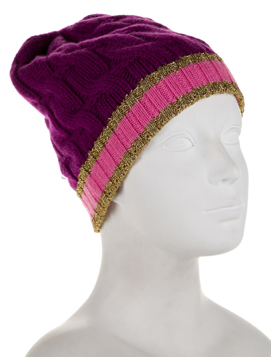 Luxury Gucci Trending 2025 Cable Knit Beanie in Purple