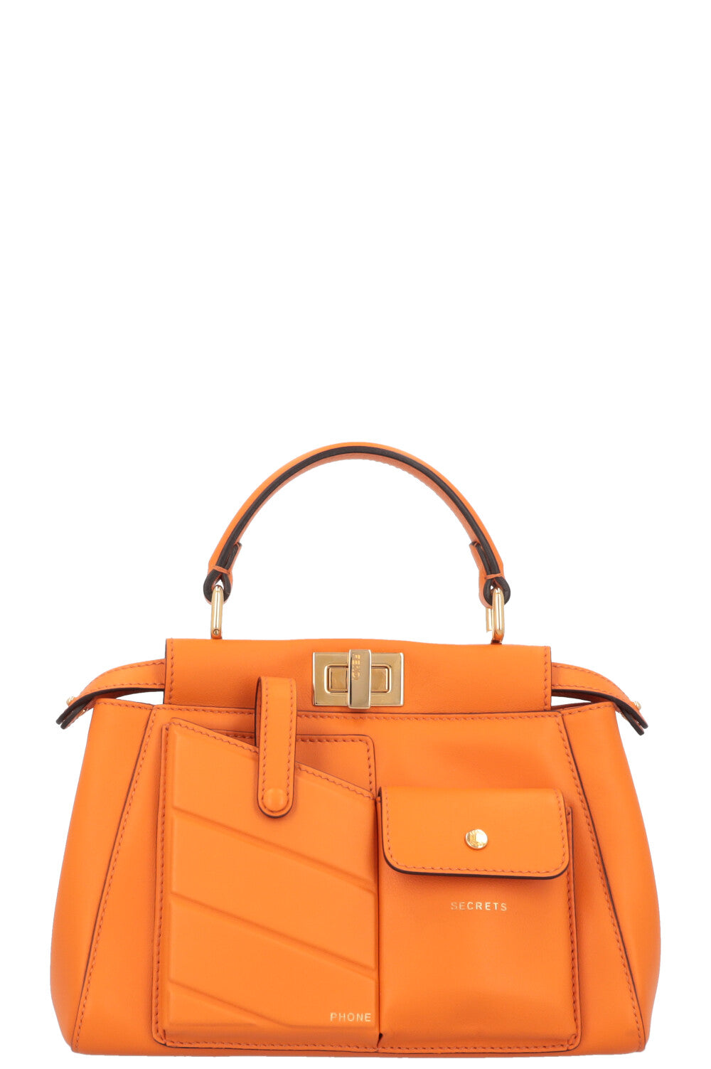 Luxury Fendi Mini Peekaboo Pocket Leather Orange