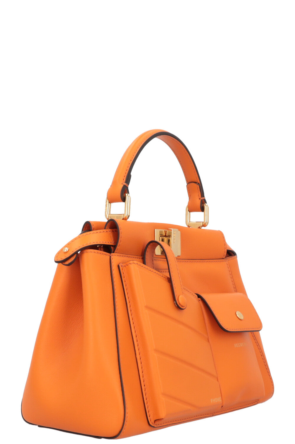 Luxury Fendi Mini Peekaboo Pocket Leather Orange