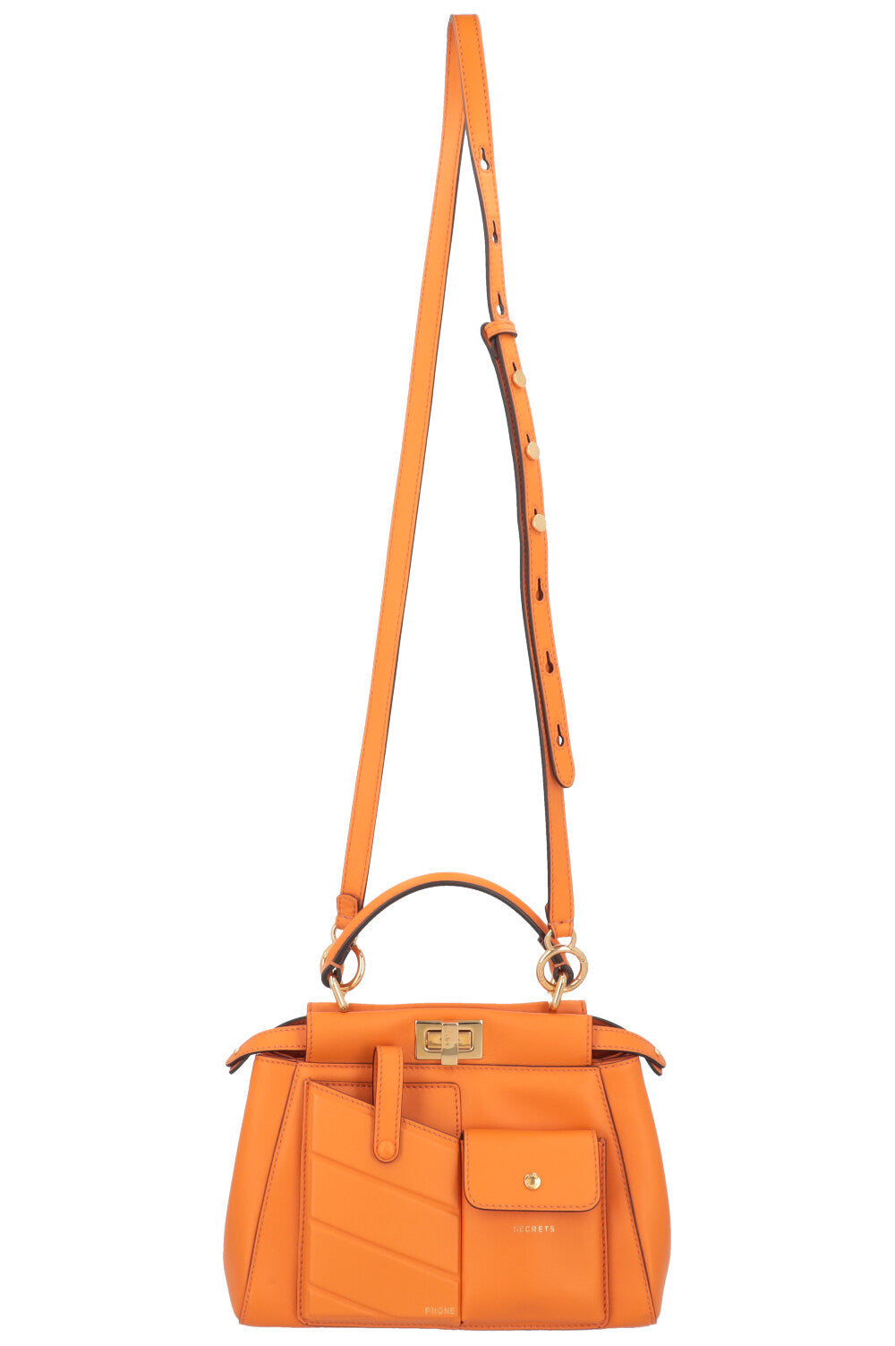 Luxury Fendi Mini Peekaboo Pocket Leather Orange
