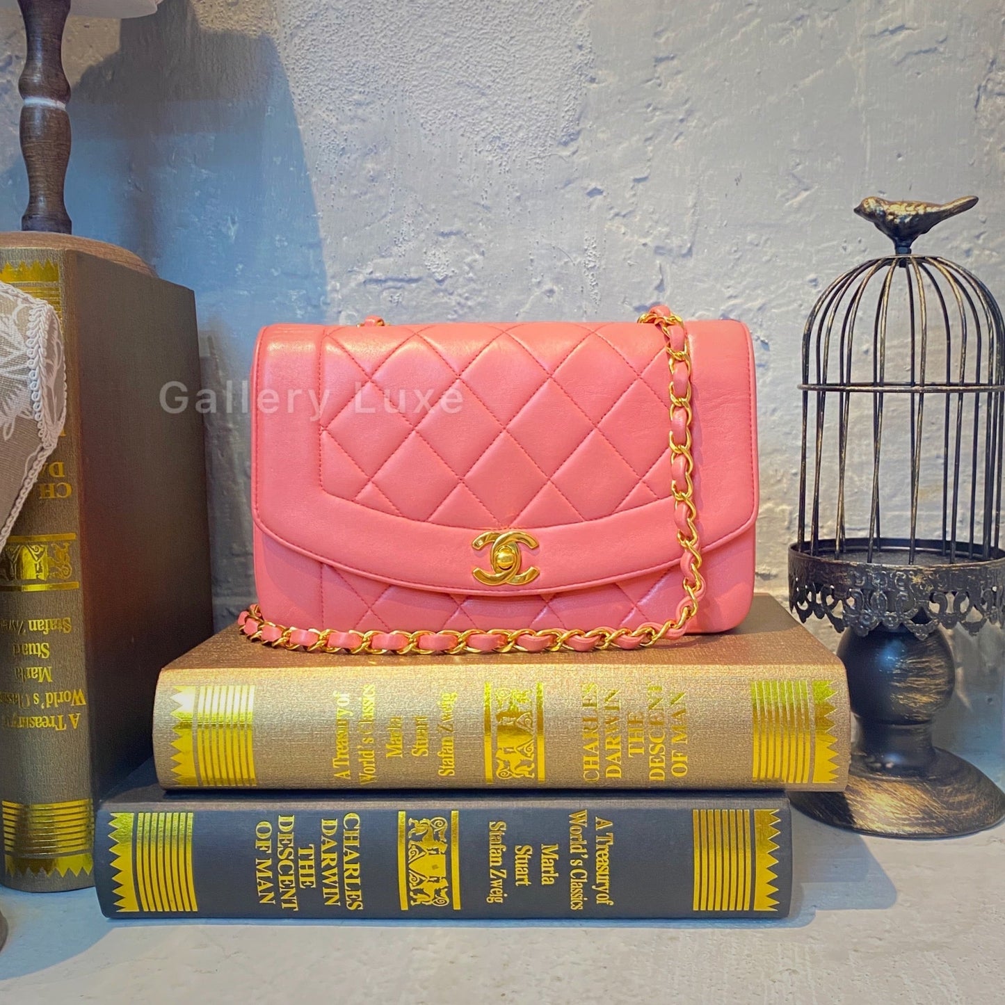 No.2152-Chanel Vintage Diana Pink 22cm