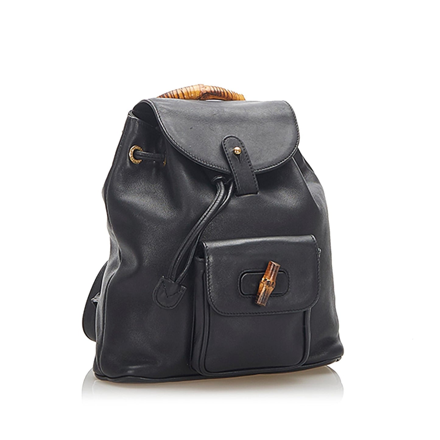 Gucci Bamboo Drawstring Leather Backpack (SHG-22299)