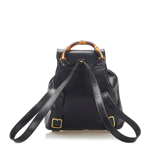 Gucci Bamboo Drawstring Leather Backpack (SHG-22300)