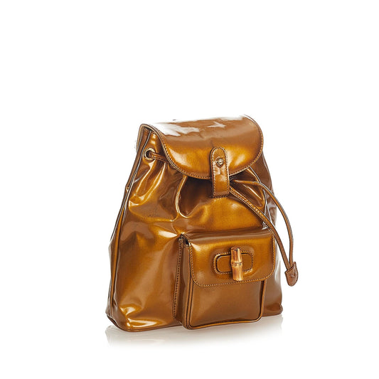 Luxury Gucci Trending 2025 Bamboo Patent Leather Backpack (SHG-25222)