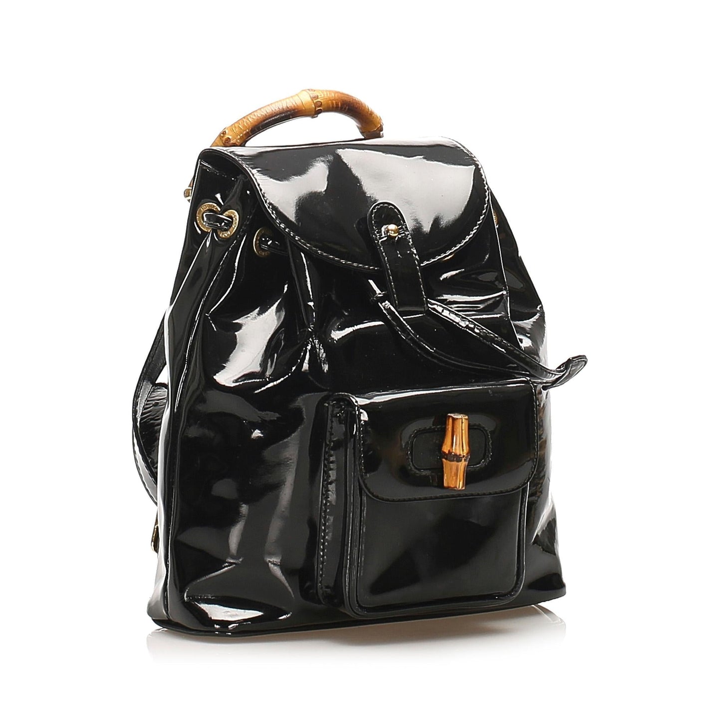 Luxury Gucci Trending 2025 Bamboo Patent Leather Drawstring Backpack (SHG-32189)