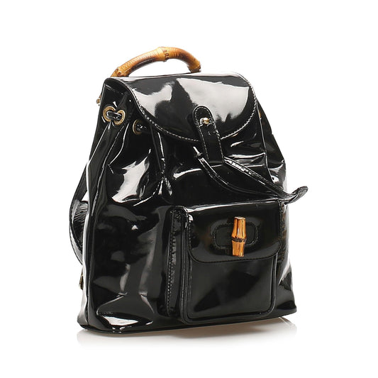 Luxury Gucci Trending 2025 Bamboo Patent Leather Drawstring Backpack (SHG-32189)