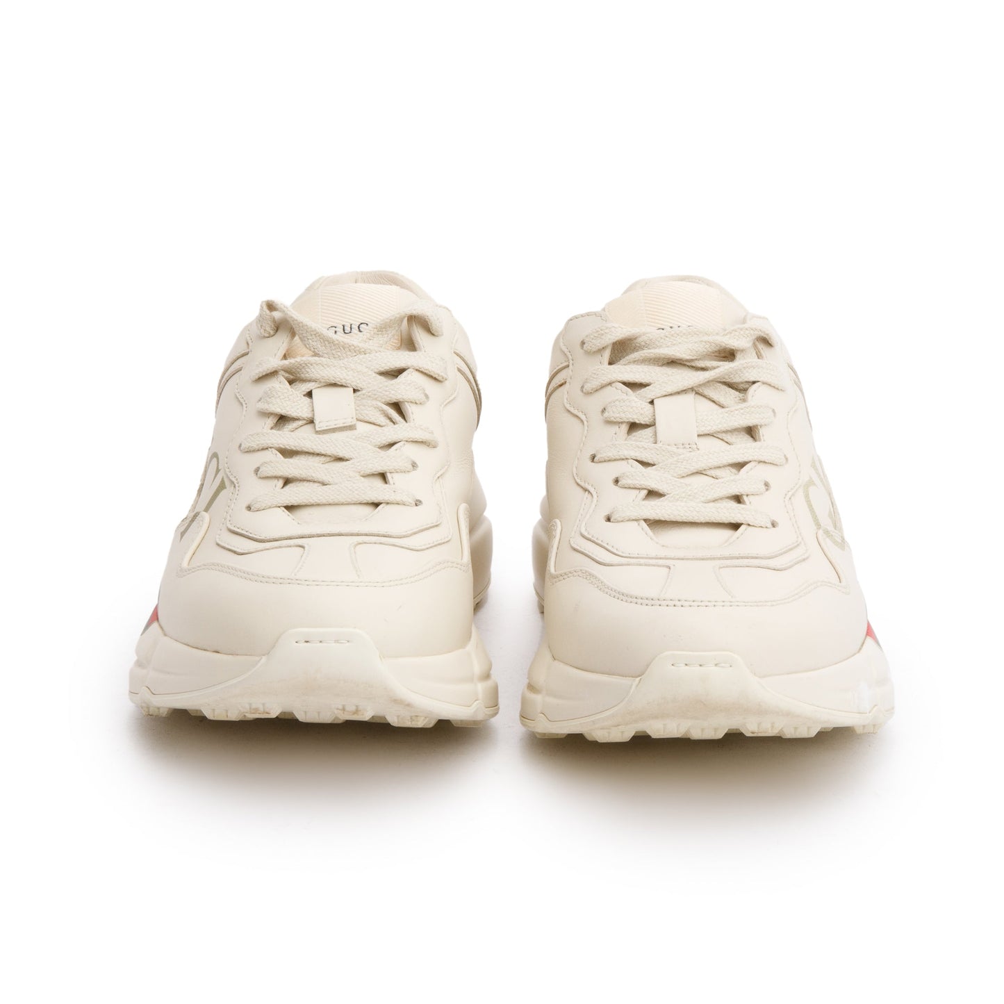 Gucci Beige Leather Women's Rhyton Gucci Logo Sneakers, Size 36