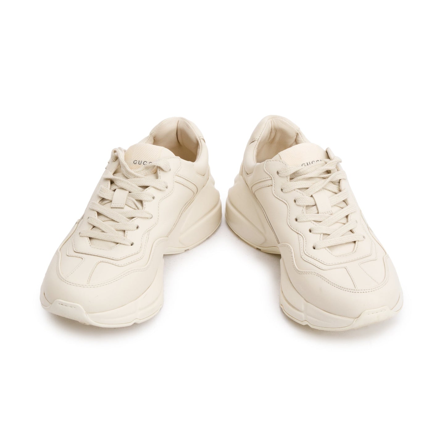 Gucci Beige Leather Women's Rhyton Gucci Logo Sneakers, Size 36