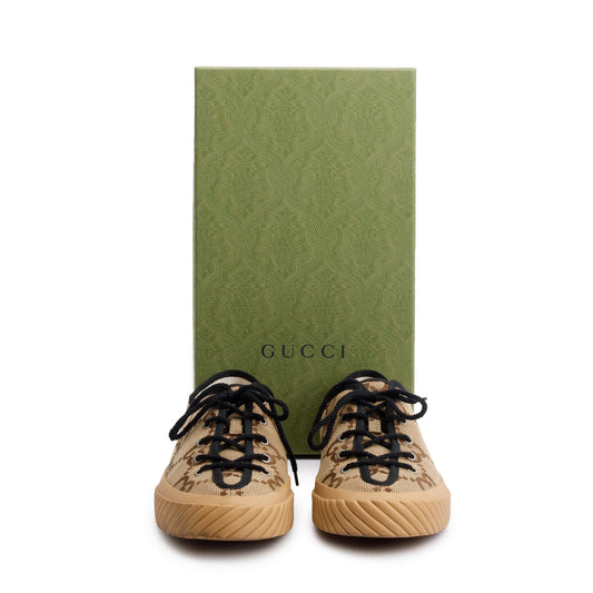 Gucci Beige Maxi GG Canvas Low Sneakers, Size 11