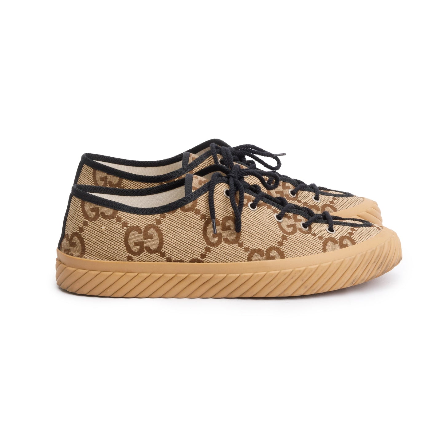 Gucci Beige Maxi GG Canvas Low Sneakers, Size 11