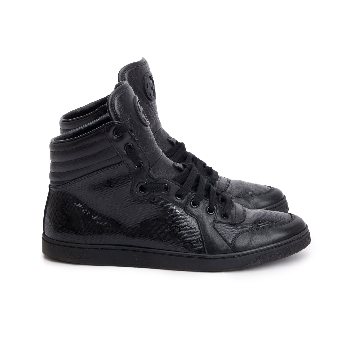 Gucci Black Imprime Coda High Top Sneakers, Size 9