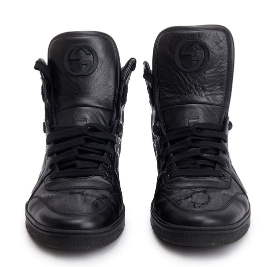 Gucci Black Imprime Coda High Top Sneakers, Size 9
