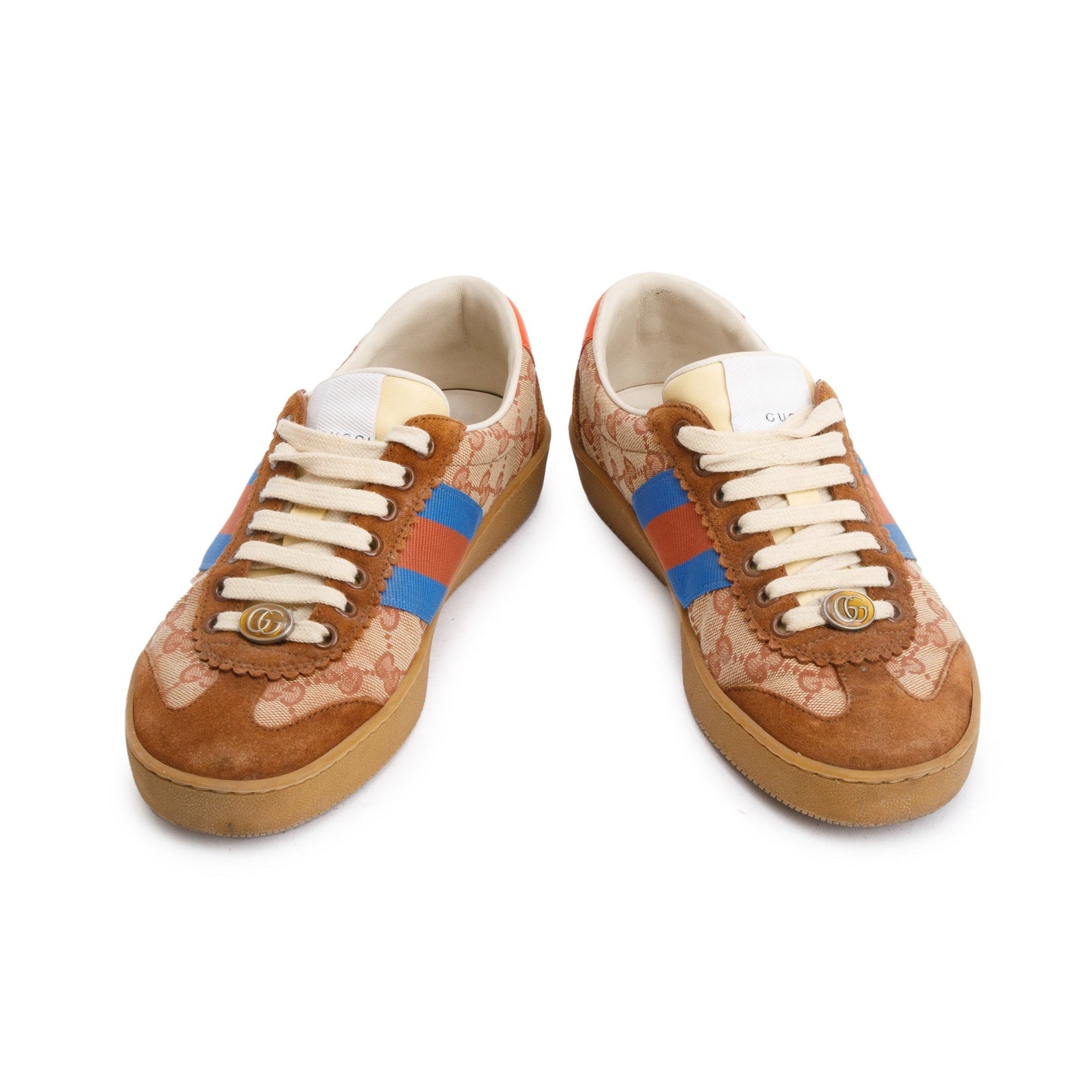 Gucci Brown Suede GG Canvas Web G74 Sneakers, Size 37