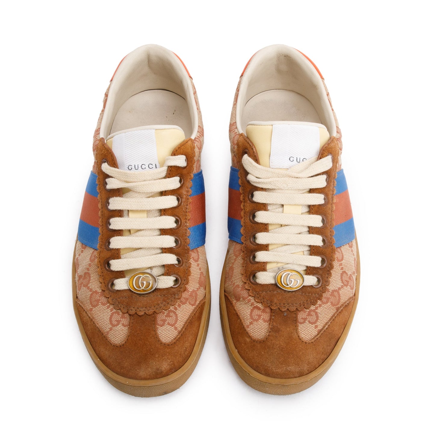 Gucci Brown Suede GG Canvas Web G74 Sneakers, Size 37