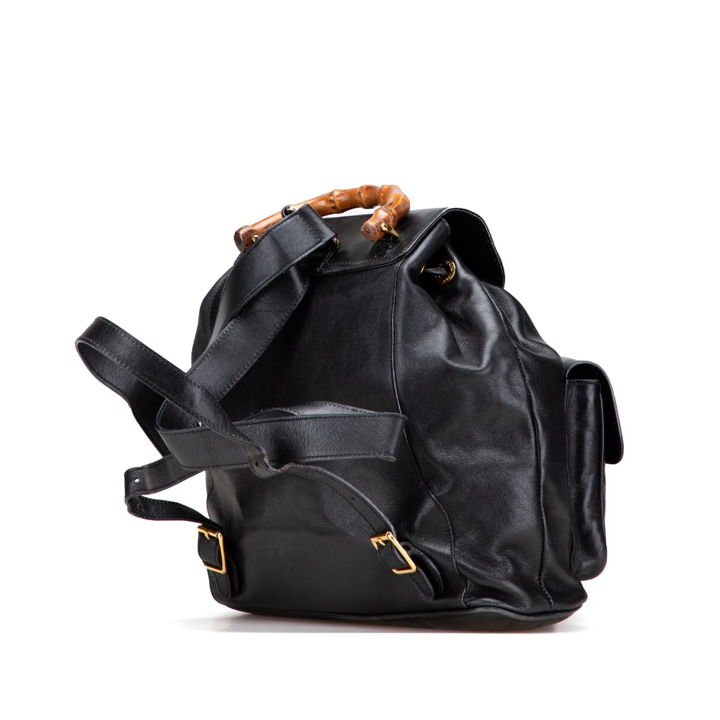 Gucci Calfskin Bamboo Drawstring Backpack