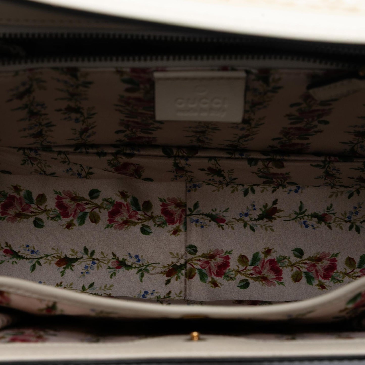 Gucci Calfskin Frame Print Bamboo Top Handle Bag