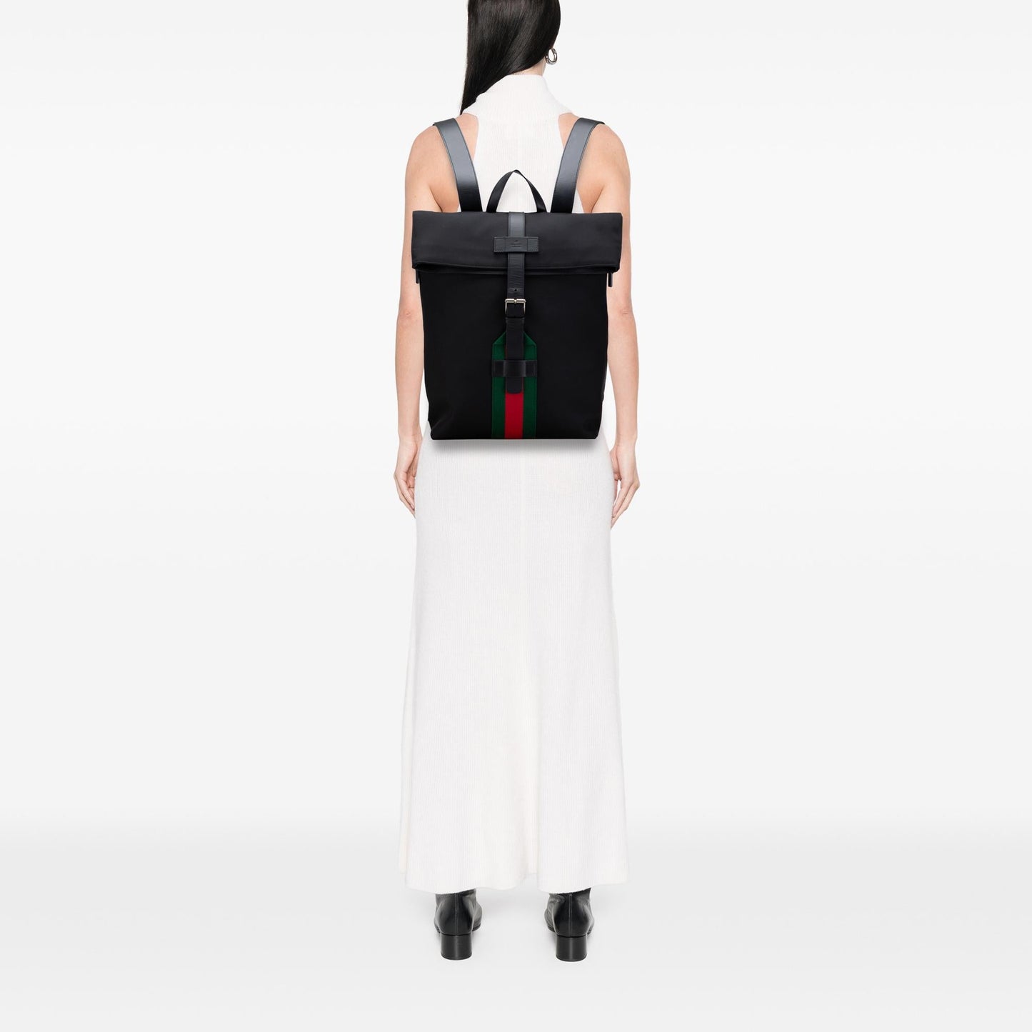 Gucci Canvas Techno Web Fold Over Backpack