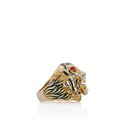 Gucci Crystal Tiger Head Ring - Size 6 (SHF-18497)