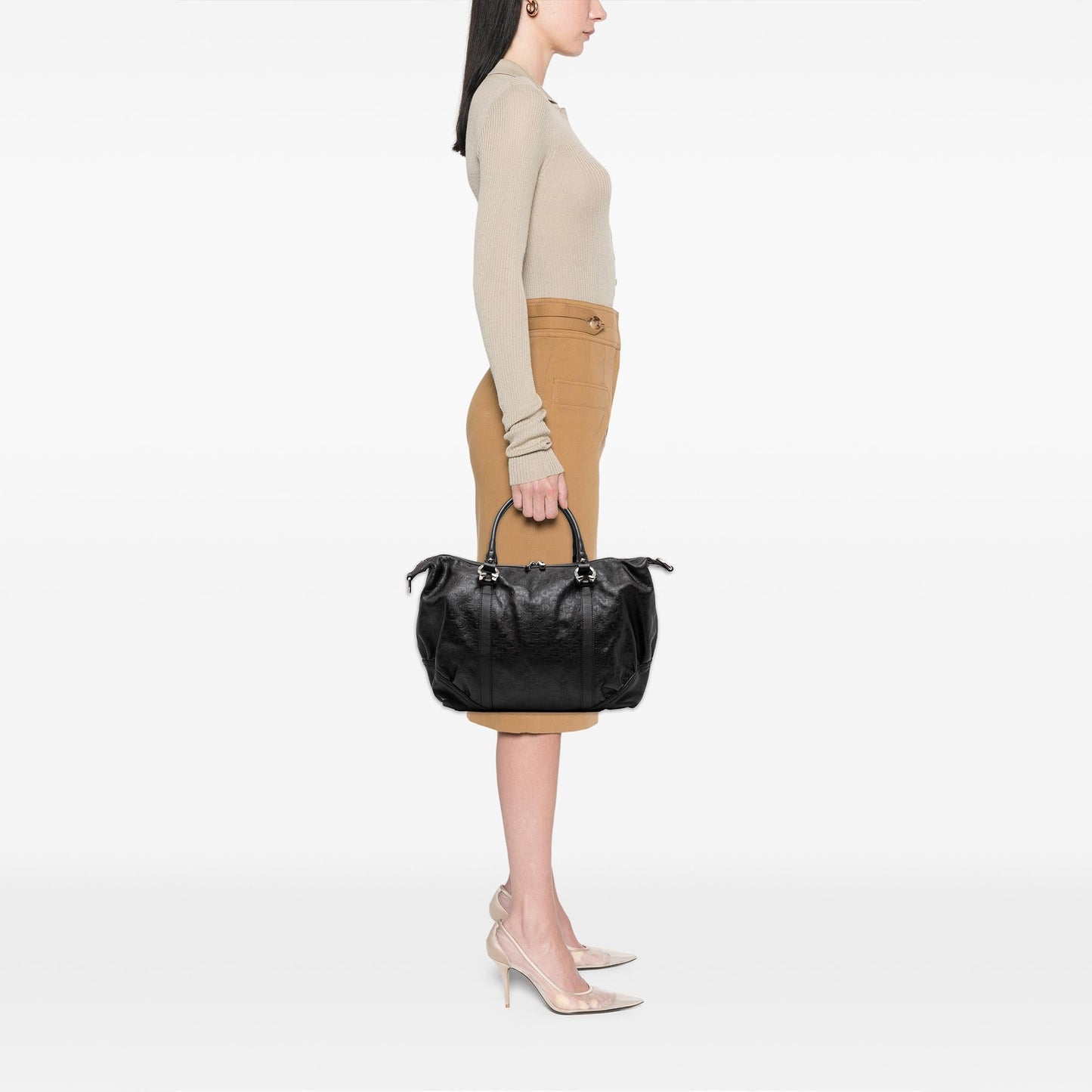 Gucci Embossed Leather Horsebit Satchel