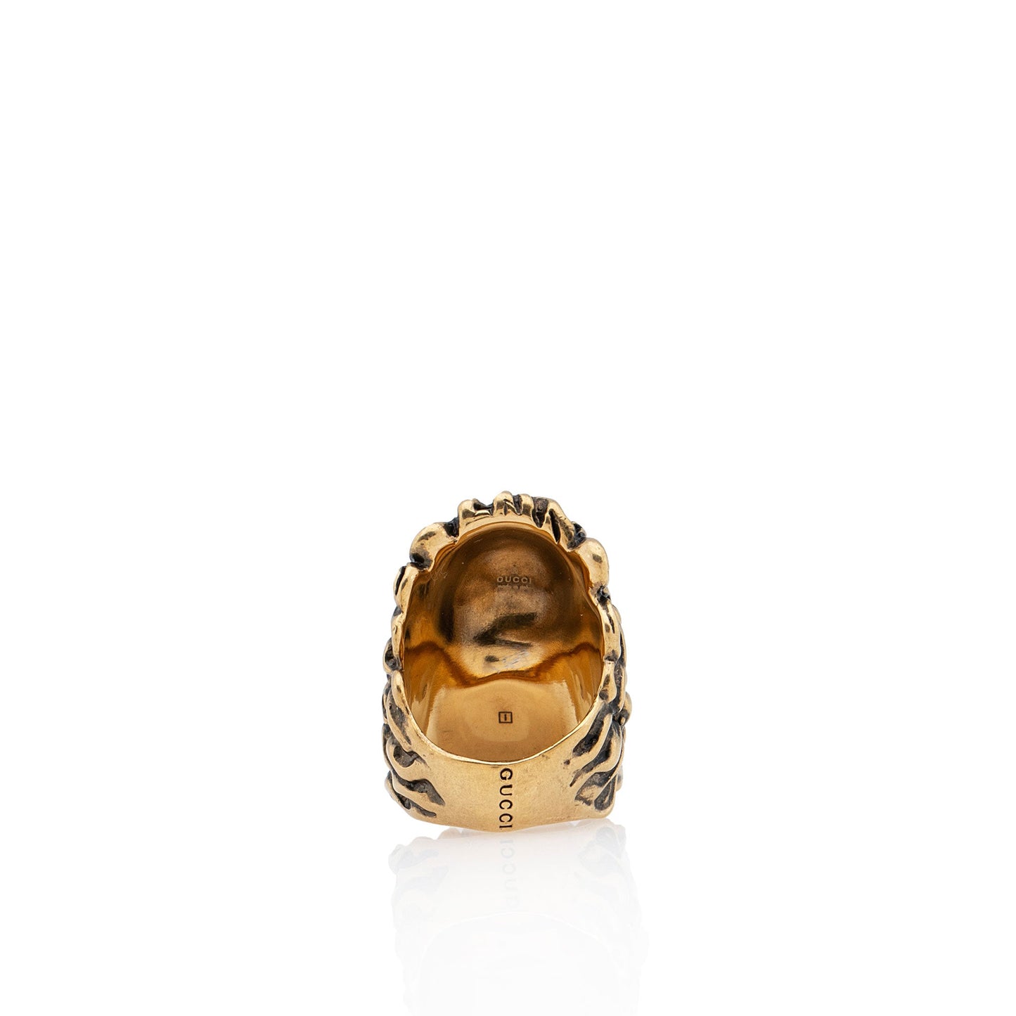 Gucci Faux Pearl Lion Head Ring - Size 6 1/2