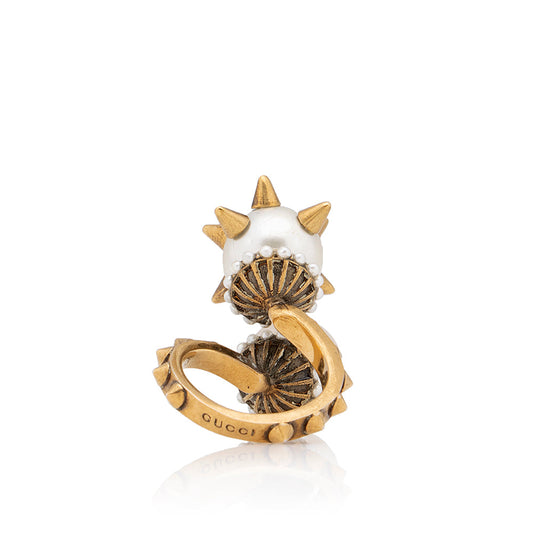 Gucci Faux Pearl Spike Ball Ring - Size 5 1/2 (SHF-21832)