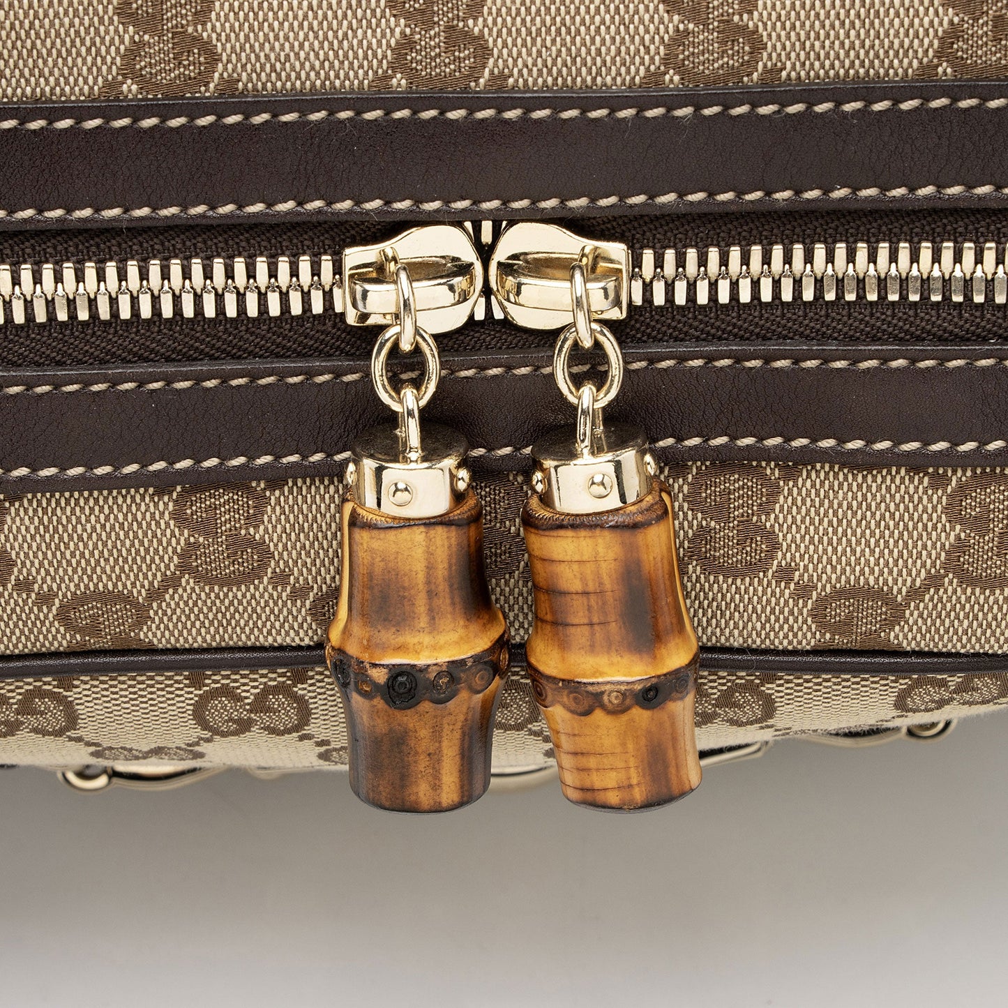 Gucci GG Canvas Bamboo Horsebit Wave Satchel