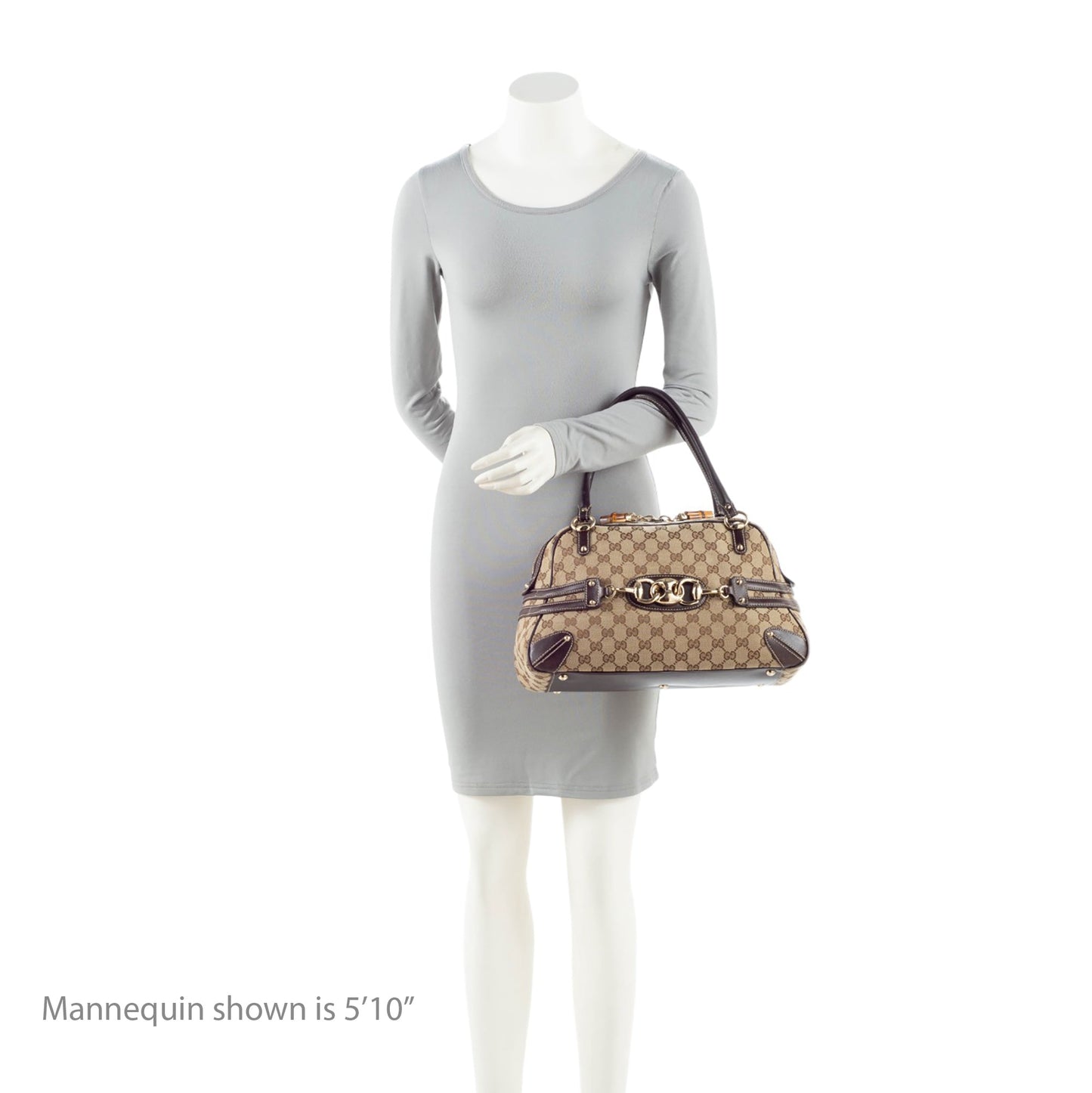 Gucci GG Canvas Bamboo Horsebit Wave Satchel