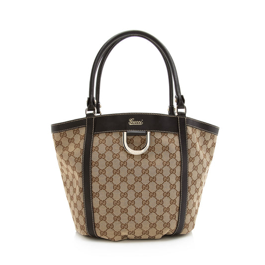 Gucci GG Canvas D Ring Medium Tote (SHF-22442)