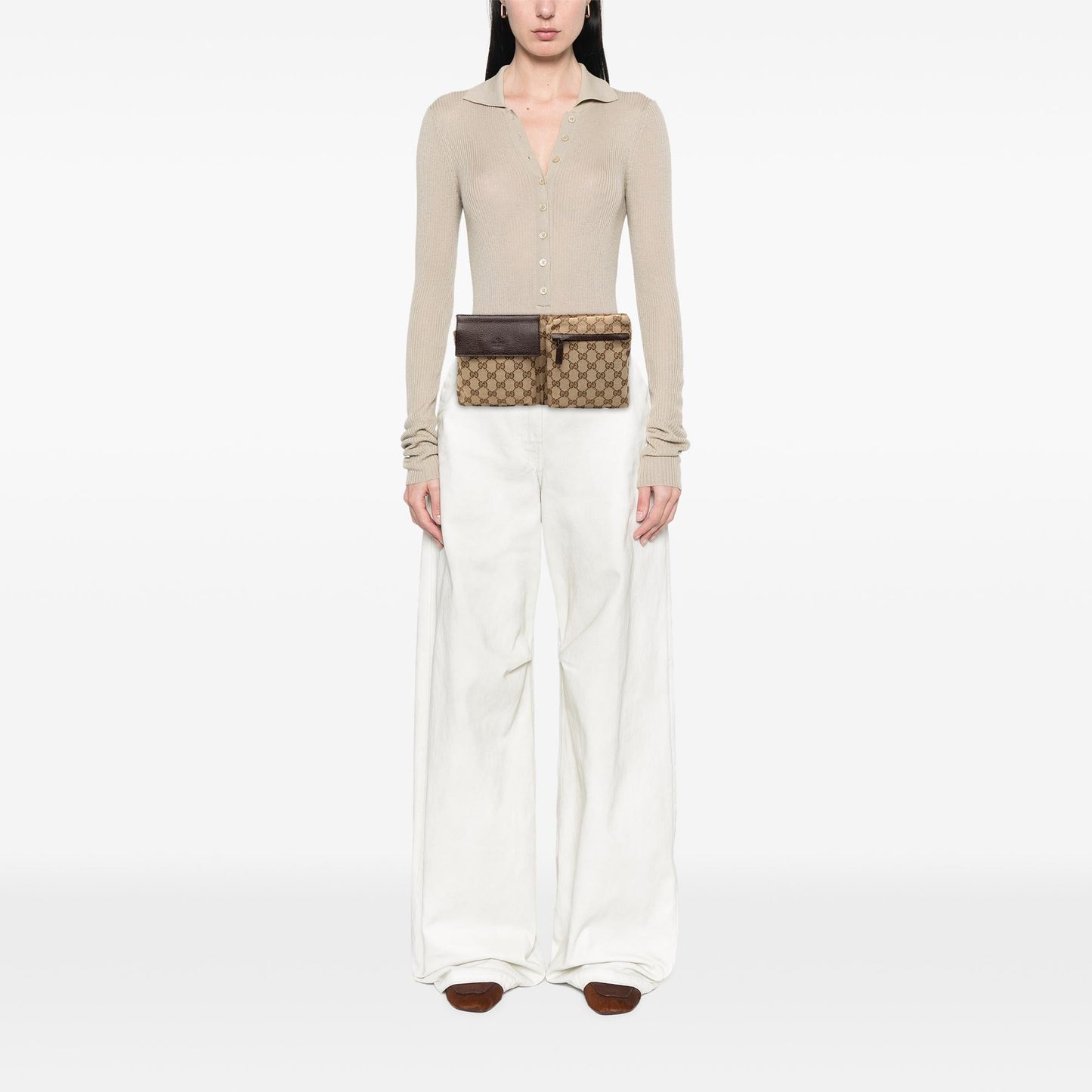 Gucci GG Canvas Double Pocket Belt Bag