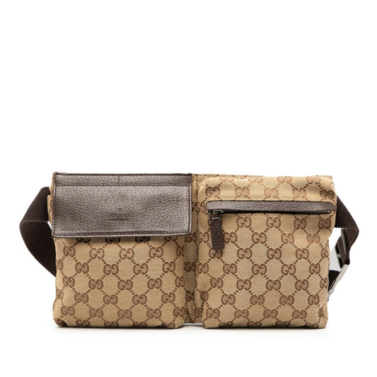 Gucci GG Canvas Double Pocket Belt Bag