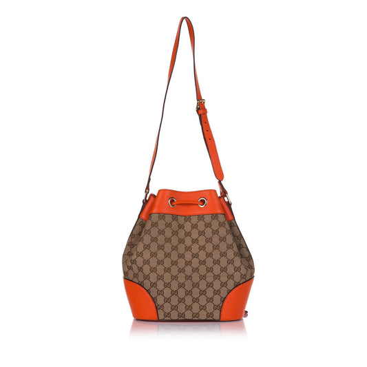 Gucci GG Canvas Drawstring Bucket Bag (SHG-34536)