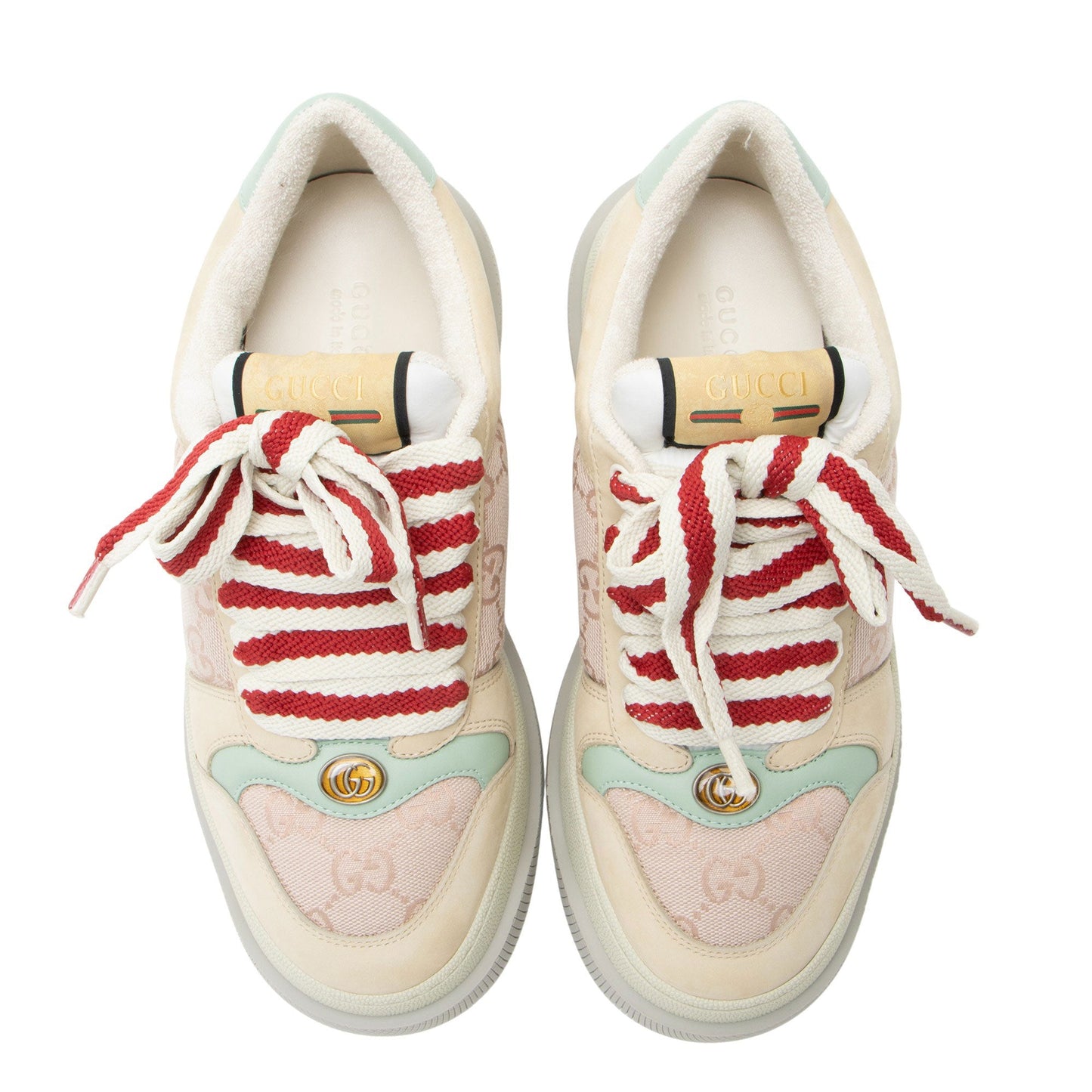 Gucci GG Canvas Leather Screener Sneakers - Size 8 / 38