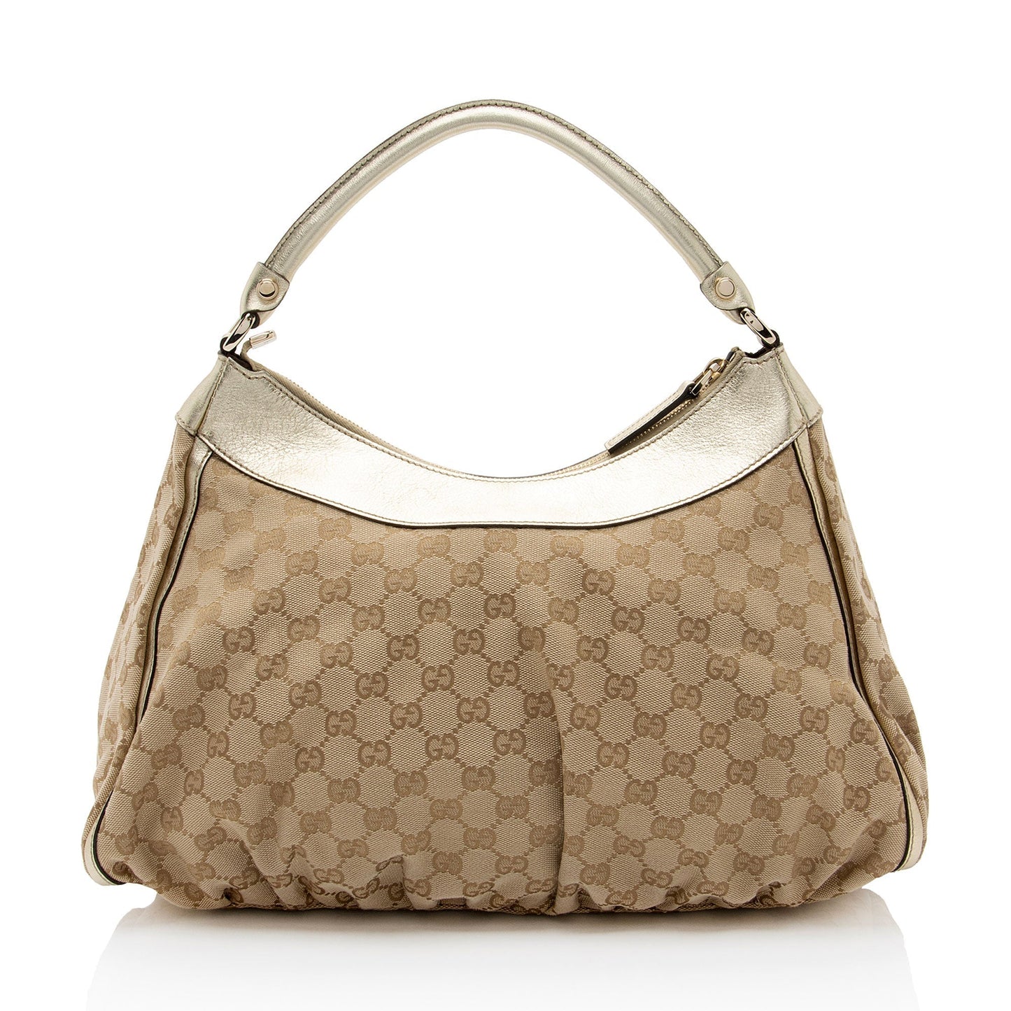 Gucci GG Canvas Metallic Leather D Ring Medium Hobo (SHF-hGJsEO)