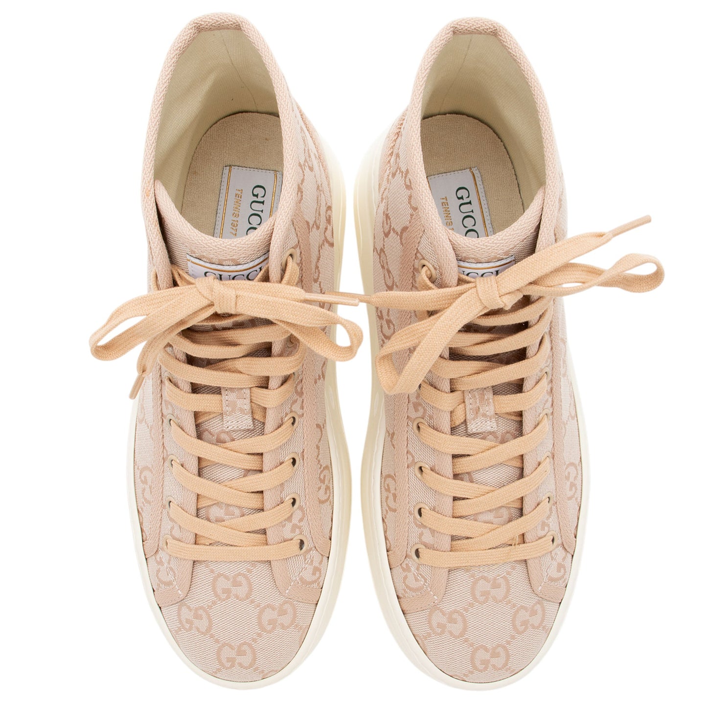 Gucci GG Canvas Tennis 1977 Platform High Top Sneakers - Size 10 / 40
