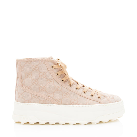 Gucci GG Canvas Tennis 1977 Platform High Top Sneakers - Size 10 / 40