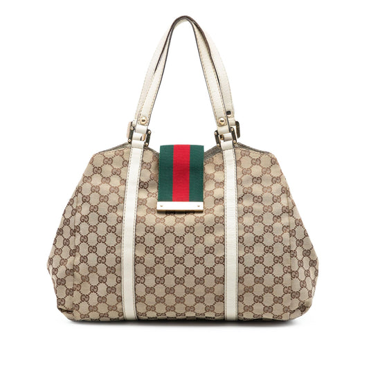 Gucci GG Canvas Web New Ladies Tote