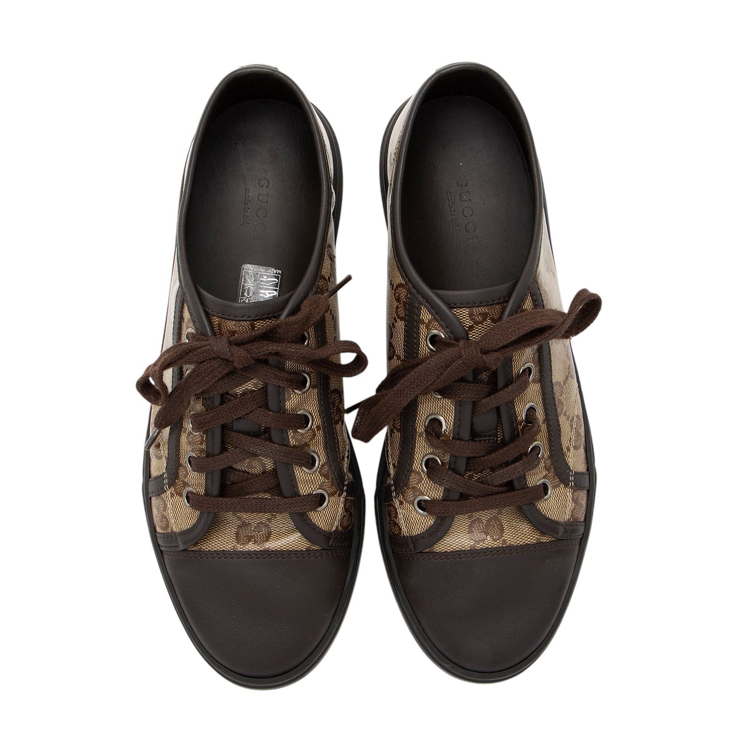 Gucci GG Crystal Leather Sneakers - Size 8 / 38