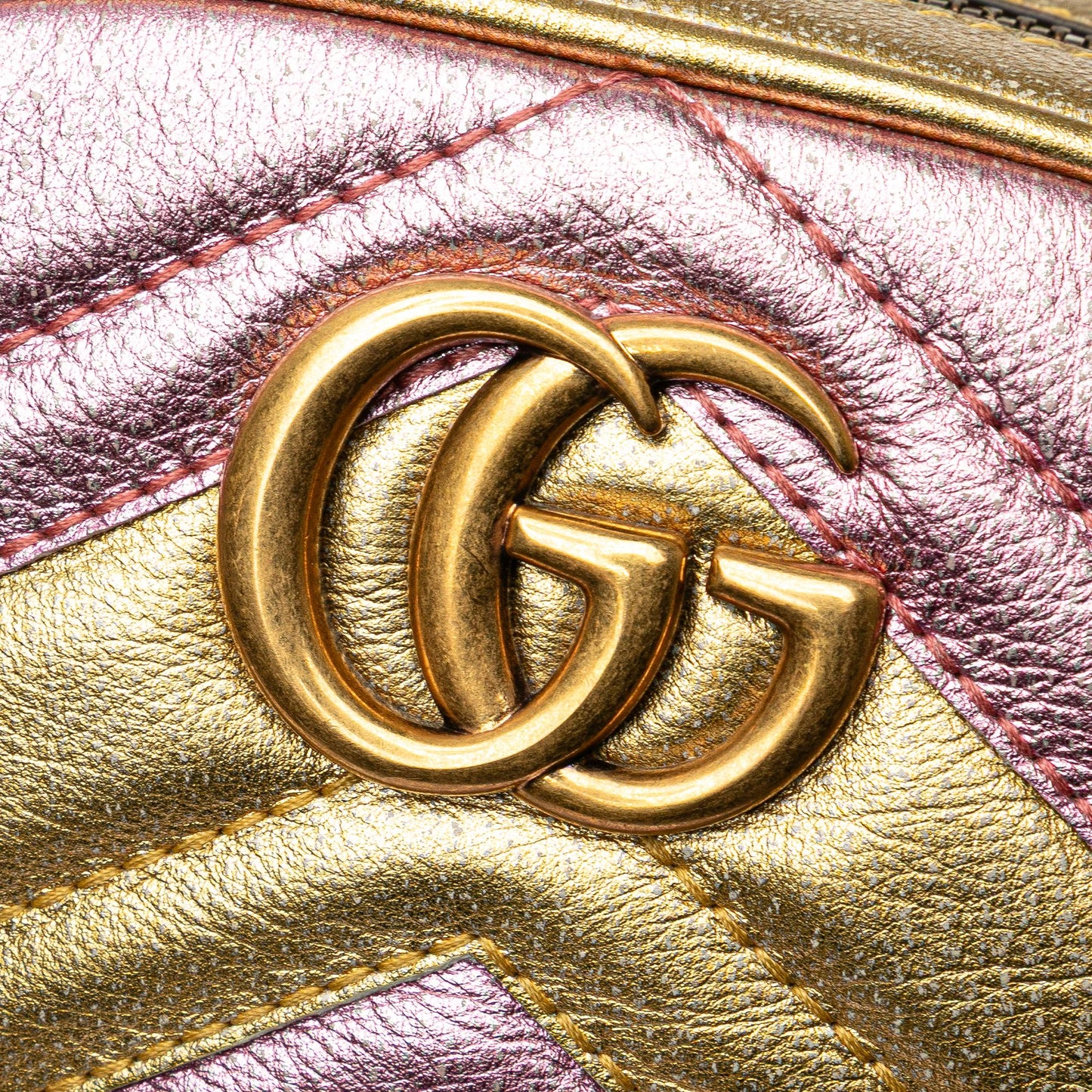 Gucci GG Marmont Matelasse Metallic Bicolor Leather Belt Bag