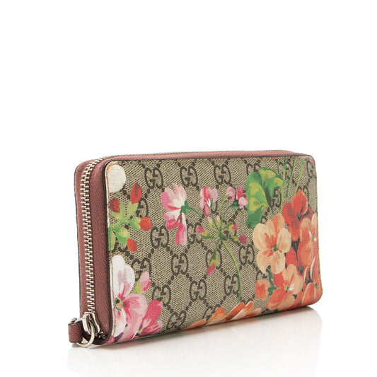 Gucci GG Supreme Blooms Zip Around Wallet