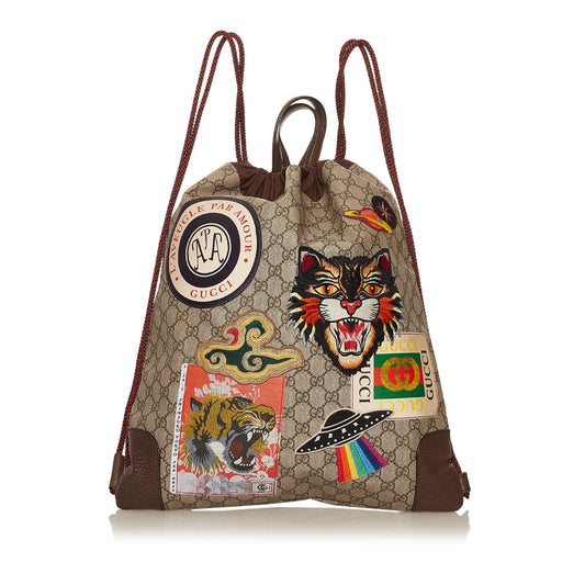 Gucci GG Supreme Courrier Drawstring Backpack (SHG-29536)